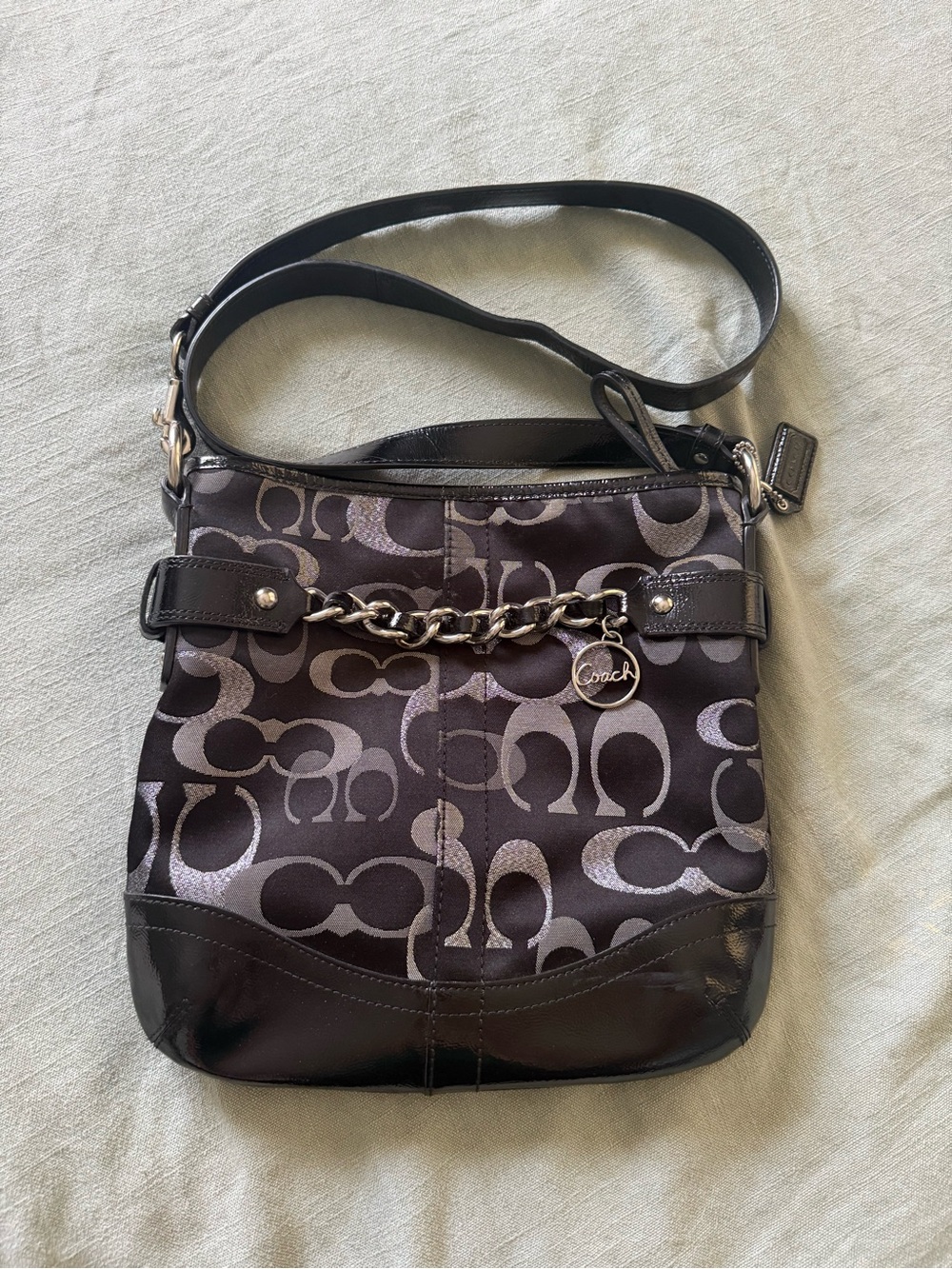 Coach Moto Optic Metallic Chain Crossbody